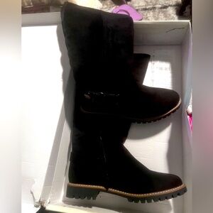 Wide width tall suede boots.